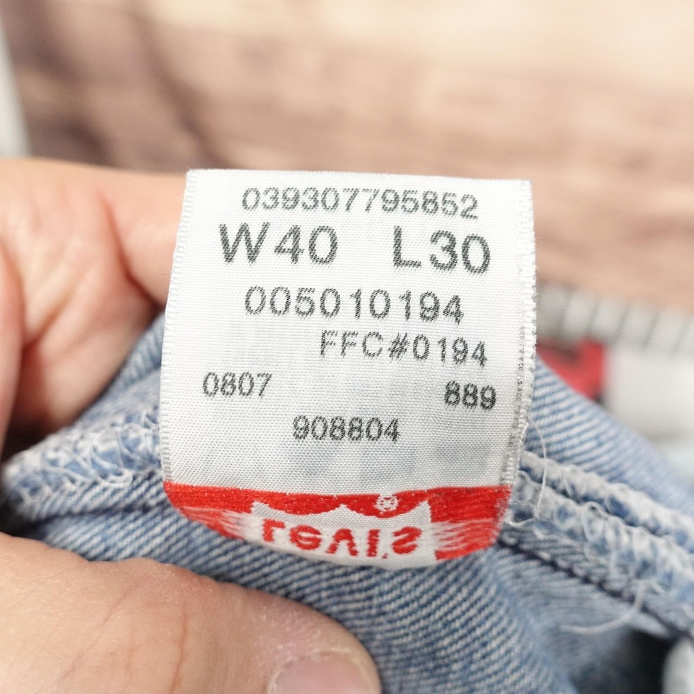Levis 501 Jeans Mens 38x29 (40x30) Blue Regular Straight Denim Button Fly - Picture 14 of 15